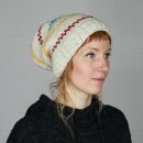 Oversized woolen hat - white - multi-colored - Knit cap - Longsize beanie