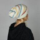 Oversized woolen hat - white - multi-colored - Knit cap - Longsize beanie