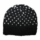 Woolen hat with pattern - black - white - Knit cap