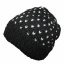 Berretto di lana con motivo - cappello caldo fatto a mano - nero - bianco