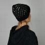 Woolen hat with pattern - black - white - Knit cap