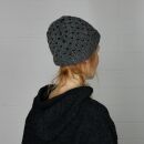 Gorra tejida de lana con dibujo - gris - negro - Gorro de punta