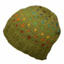 Gorra tejida de lana con dibujo - verde - multicolor - Gorro de punta