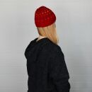 Berretto di lana con motivo - cappello caldo fatto a mano - rosso - multicolore