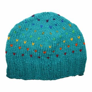 Gorra tejida de lana con dibujo - azul claro - multicolor - Gorro de punta