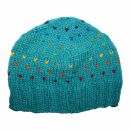Berretto di lana con motivo - cappello caldo fatto a mano - azzurro - multicolore