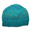 Berretto di lana con motivo - cappello caldo fatto a mano - azzurro - multicolore