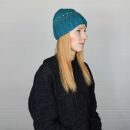 Berretto di lana con motivo - cappello caldo fatto a mano - azzurro - multicolore