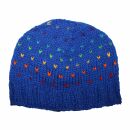 Gorra tejida de lana con dibujo - azul - multicolor - Gorro de punta