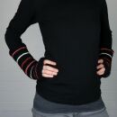Woolen arm warmers - Knitted arm warmers - Black with stripes - Fleece arm warmers