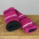 Woolen arm warmers - Knitted arm warmers - Pink with stripes - Fleece arm warmers