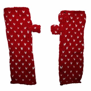 Scaldabraccia di lana - Scaldabraccia a maglia - rosso con motivo - Scaldamuscoli in pile