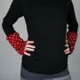 Woolen arm warmers - Knitted arm warmers - Red with pattern - Fleece arm warmers