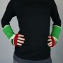 Woolen arm warmers - Knitted arm warmers - Green with flower and stripes - Fleece arm warmers