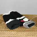 Woolen arm warmers - Knitted arm warmers - black with flower and stripes - Fleece arm warmers