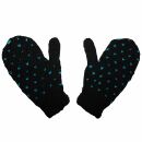 Woolen mittens - knitted gloves - black with pattern -...