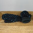 Woolen mittens - knitted gloves - black with pattern - mittens with fleece