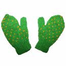 Woolen mittens - knitted gloves - green with pattern -...
