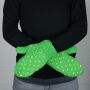 Mittens in lana - Guanti a maglia - verde con motivo - Mittens con pile