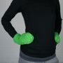 Woolen mittens - knitted gloves - green with pattern - mittens with fleece