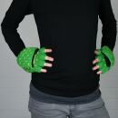 Halbfinger Handschuhe - Fäustlinge mit Muster - grün-gelb