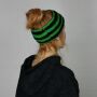 Fascia per i capelli di lana - fatta a mano - nero-verde a righe