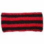 Woolen headband - black-red striped - hand knitted