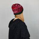 Gorra tejida de lana con hebra multicolor - corto - verde - rojo - fucsia - Gorro de punta