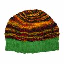 Woolen hat with coloured threads - short - green - red -...