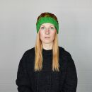 Woolen hat with coloured threads - short - green - red -...