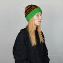 Gorra tejida de lana con hebra multicolor - corto - verde - rojo - amarillo - negro - Gorro de punta