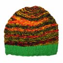 Woolen hat with coloured threads - long - green - red -...