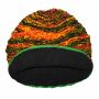 Woolen hat with coloured threads - long - green - red - yellow - black - Knit cap