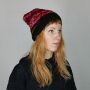 Woolen hat with coloured threads - long - green - pink - red - Knit cap