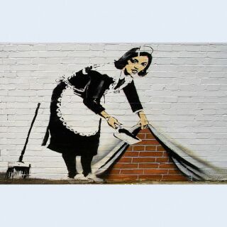 Foto su tela - Banksy Streetart - Servizio di pulizie - Stampa artistica