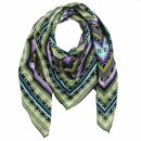 Cotton Scarf - geometrical pattern 03 - multicolored dark - squared kerchief