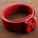 Leather belt - Buckle free belt - red - 4 cm - all sizes