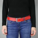 Cintura di pelle - cintura senza fibbia - rosso - 4cm