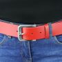 Leather belt - Buckle free belt - red - 4 cm - all sizes