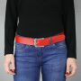 Leather belt - Buckle free belt - red - 4 cm - all sizes