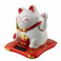 Lucky cat on pedestal - Maneki Neko - Waving cat - 10,5cm - white