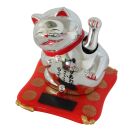 Lucky cat on pedestal - Maneki Neko - Waving cat - 7,5cm - silver