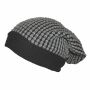 Beanie Mütze - 30 cm lang - schwarz-grau - Strickmütze aus Baumwolle