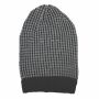 Beanie Mütze - 30 cm lang - schwarz-grau - Strickmütze aus Baumwolle