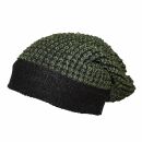 Beanie - 30 cm long - black-green - Knitted Hat - Cotton