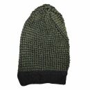 Beanie - 30 cm long - black-green - Knitted Hat - Cotton