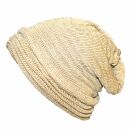Beanie - 30 cm long - beige - Knitted Hat - Cotton