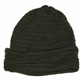 Beanie Mütze - 30 cm lang - dunkelgrün - Strickmütze aus Baumwolle