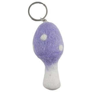 Keychain mushroom purple-white felt key ring decoration pendant