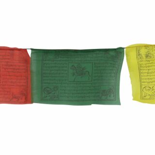 Tibetische Gebetsfahnen - 30 cm breit - schwarze Schrift - 5 Rollen Set
